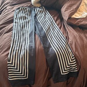 Commense Black and White Vertical Stripe Wide-Leg Pants